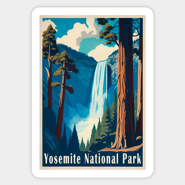 Yosemite National Park Vintage Travel Poster Sticker by GreenMary Design